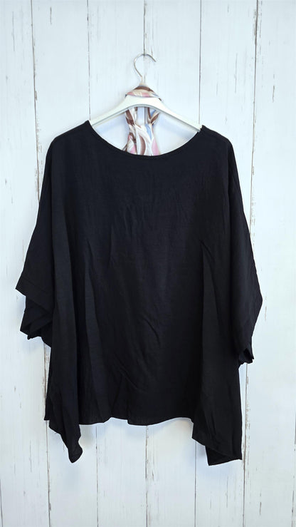 Poncho topp med skjerf svart