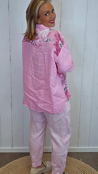 Hanna linkjorte med print rosa