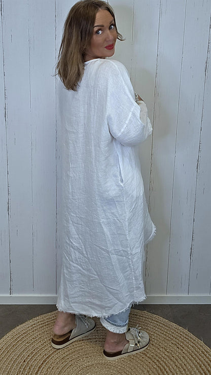 Silje lang bluse med paljetthjerte Hvit