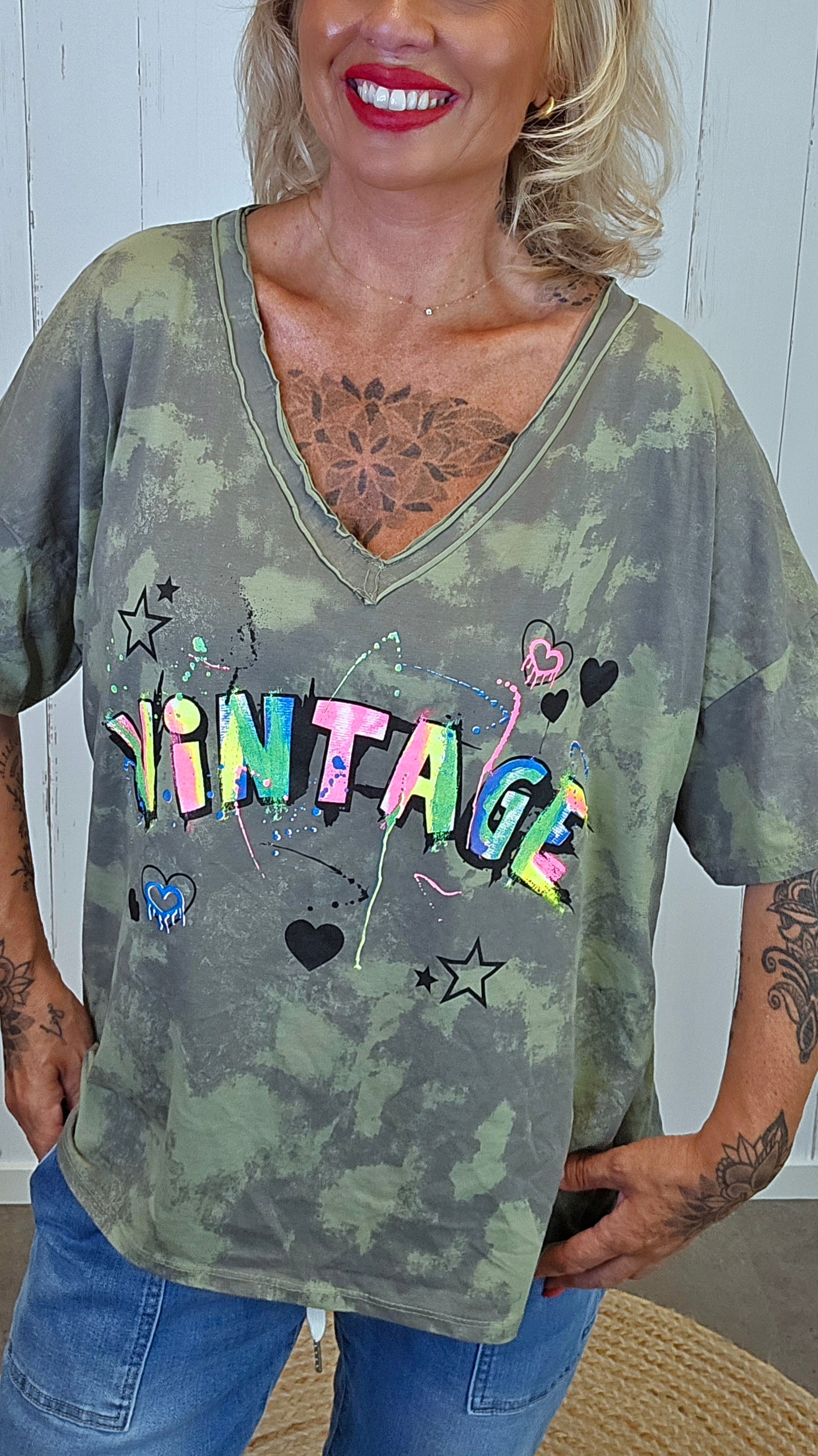 Vintage t-skjorte kaki