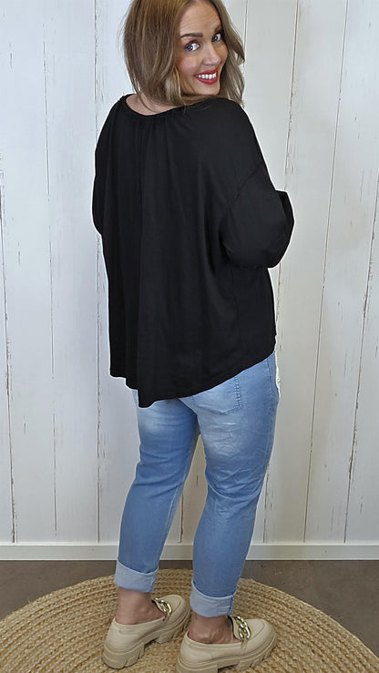 Bella bluse med knyting Svart