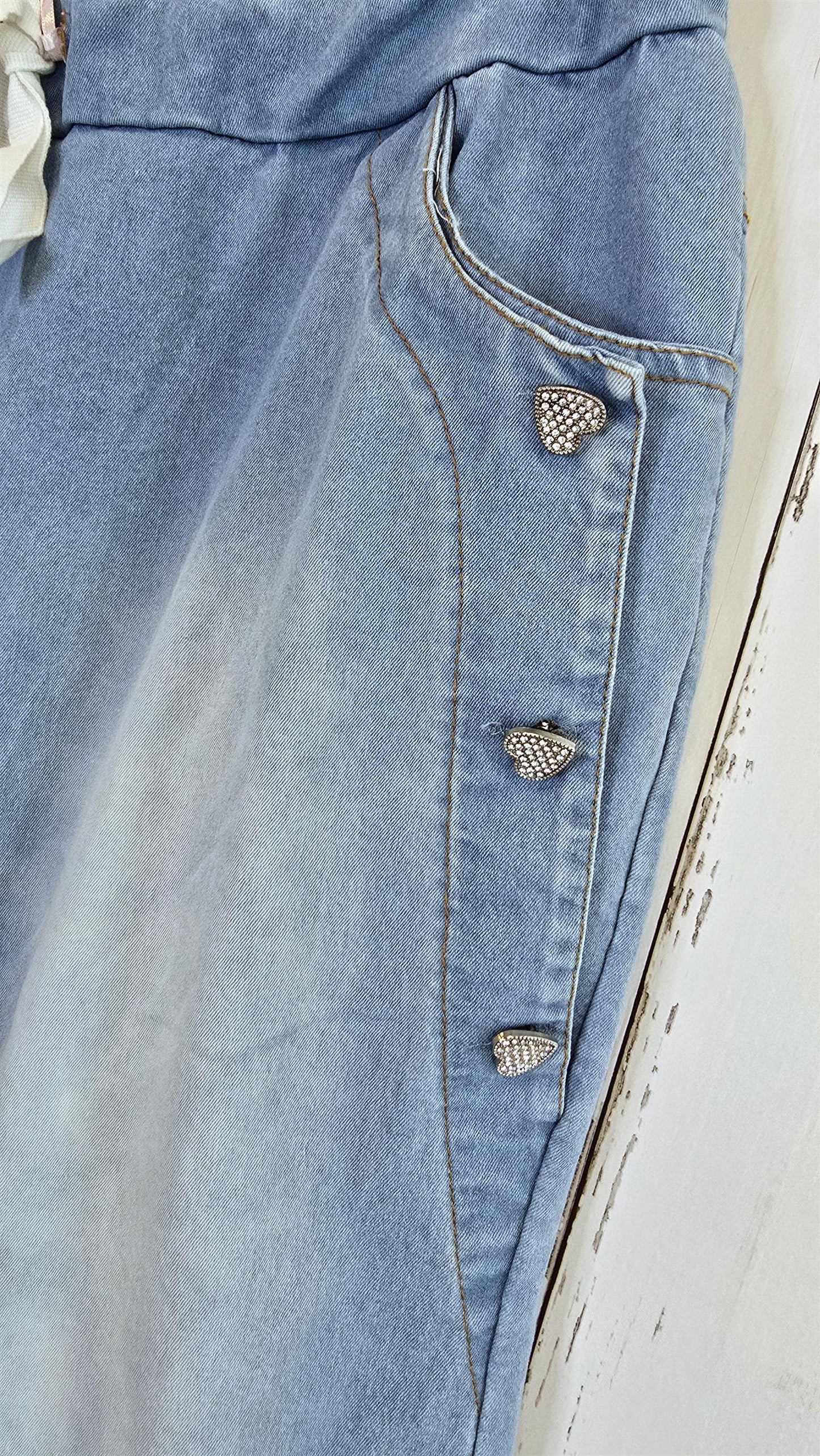 Kitty denim jogger shorts