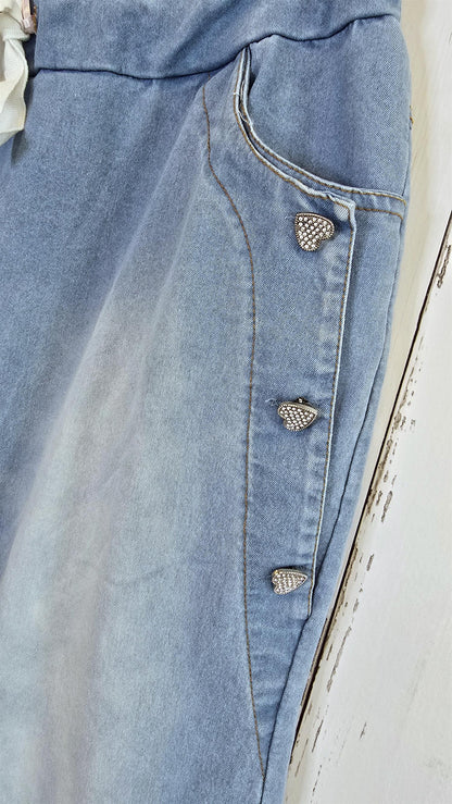 Kitty denim jogger shorts