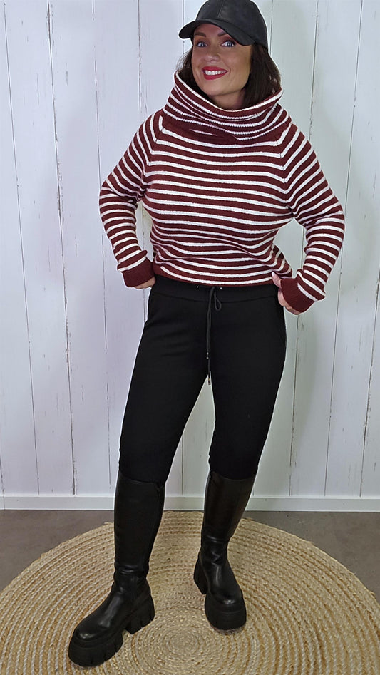 Kine sort bukse med paljettstripe