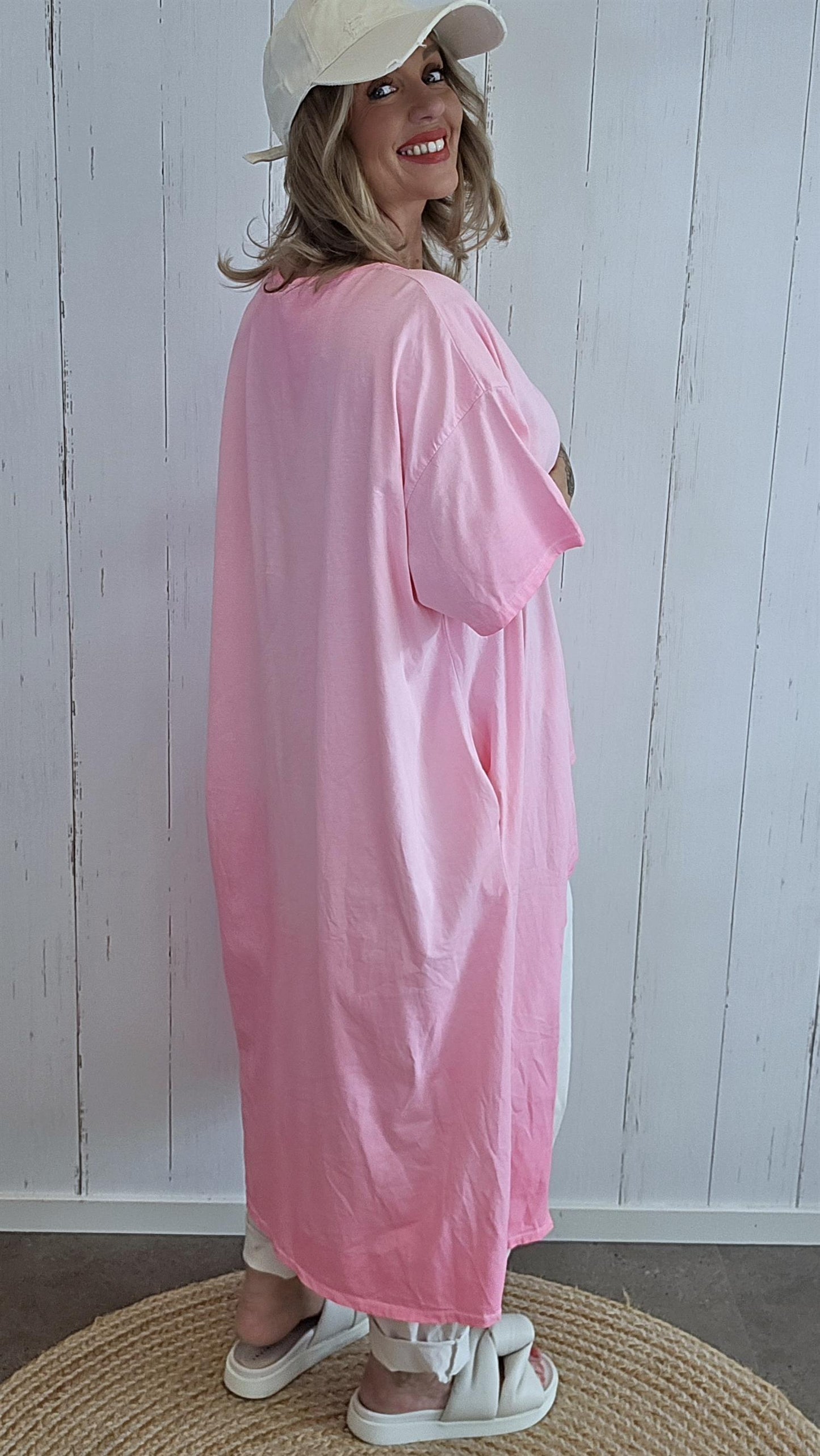 Stine kjole med “Sunset”-print rosa