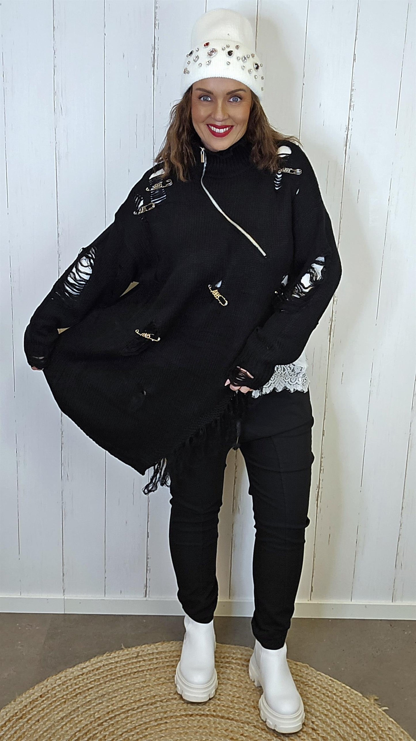 Astrid Strikkegenser med glidelås