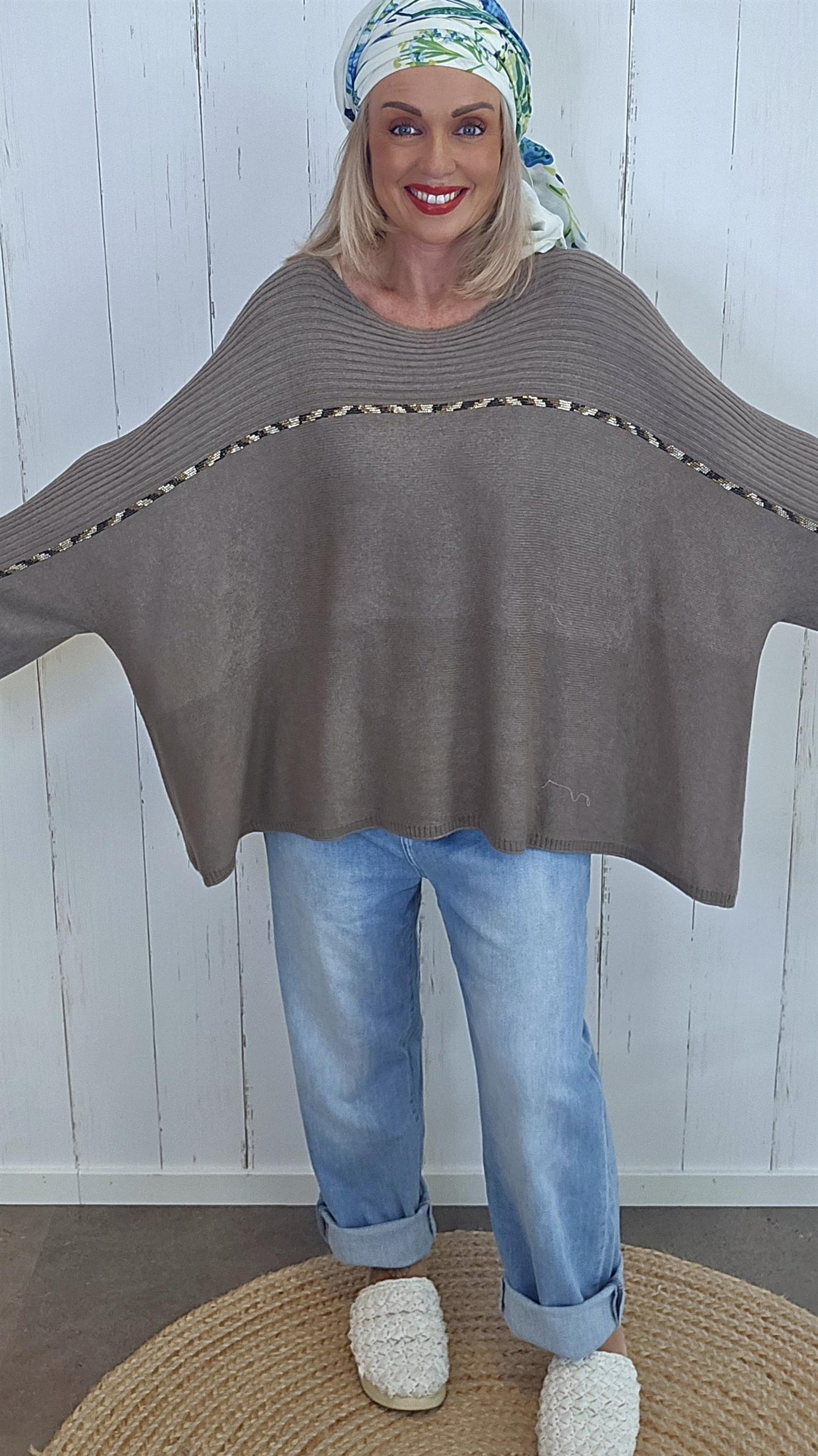 Elin Oversized Genser Taupe