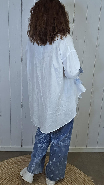 Elvira skjorte med volang og lin