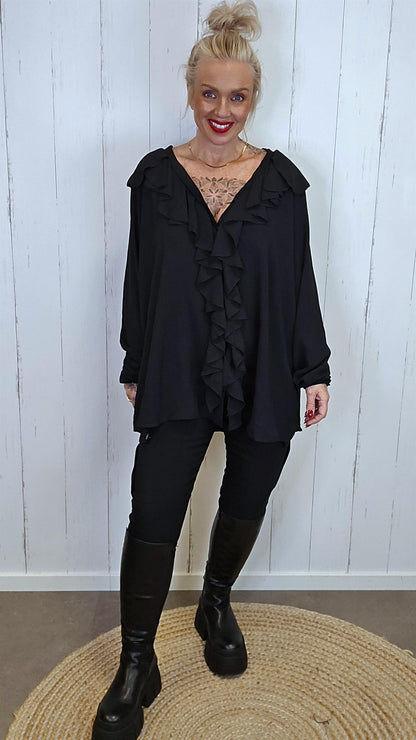 Zoe skjortebluse med volanger