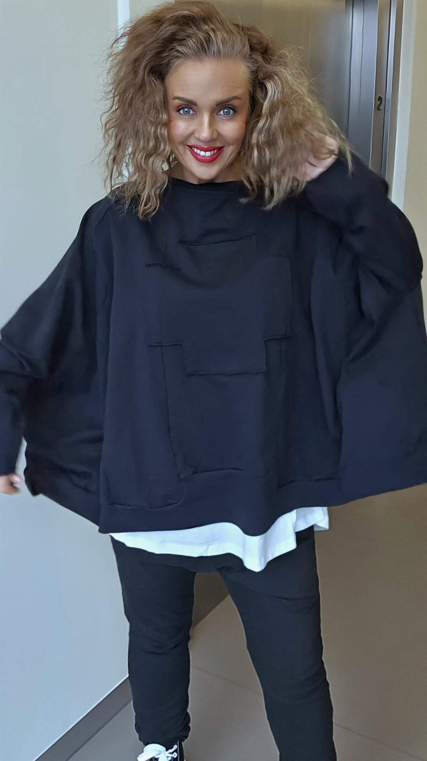 Wide short sweat svart