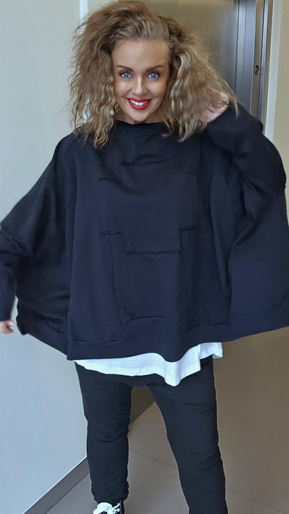 Wide short sweat svart