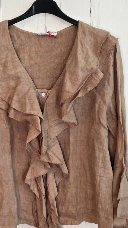 Frida lin skjortebluse camel