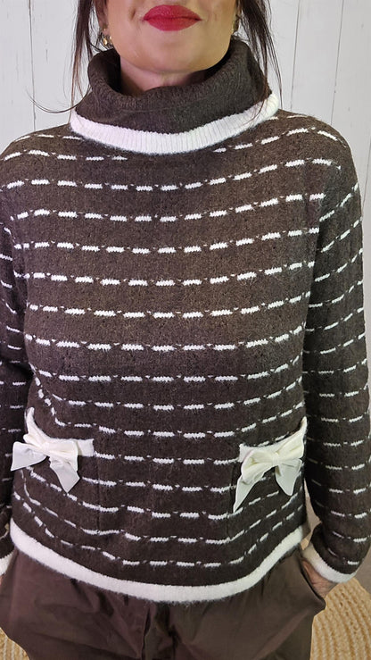 Amalie stripet høyhalset genser