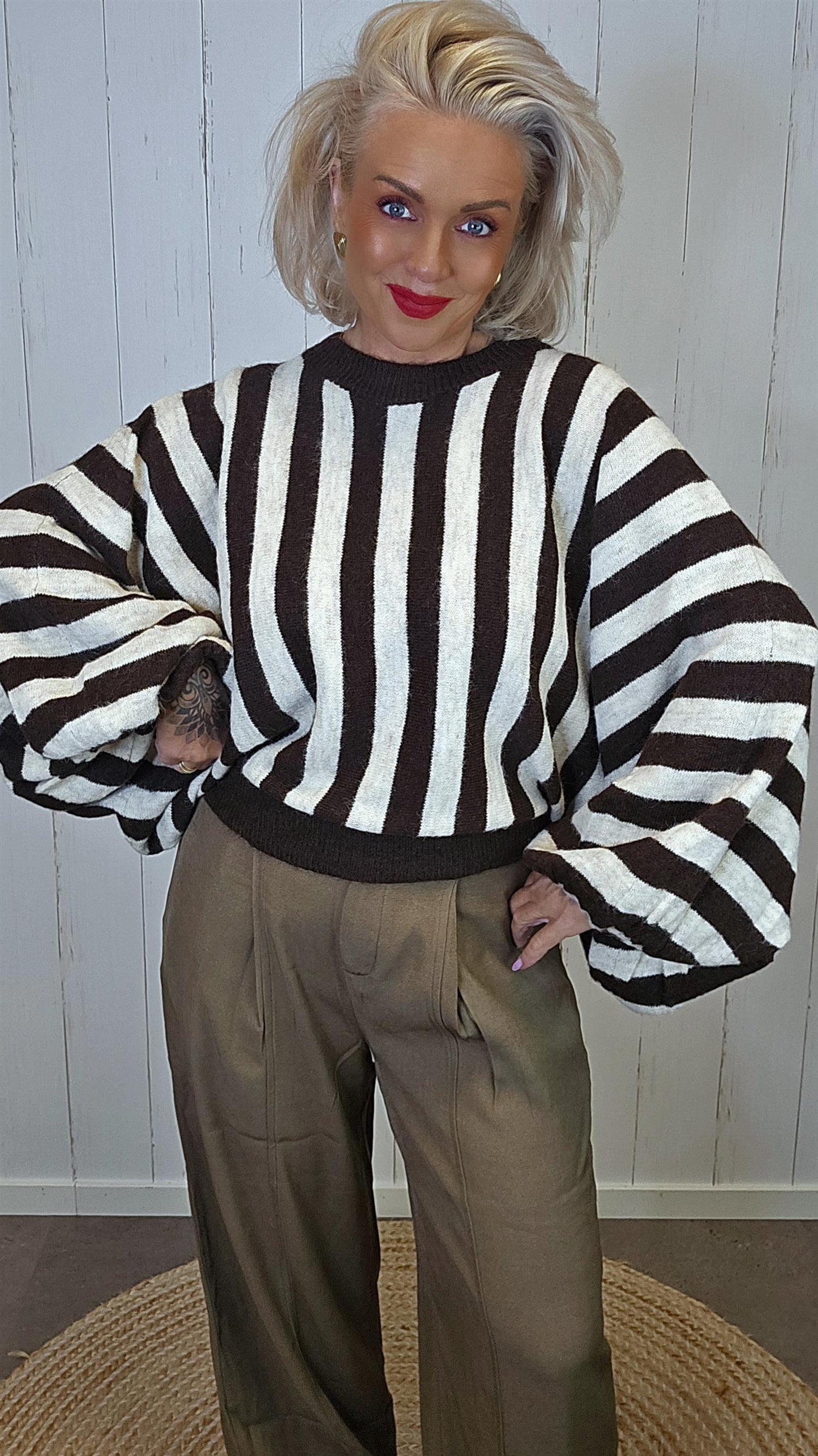 Tanja Strikket Poncho genser brun