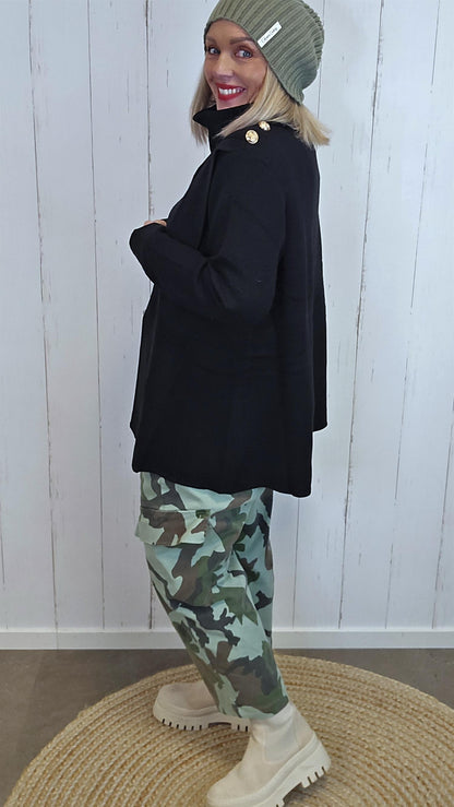 Sienna genser med omslagsdetaljer svart