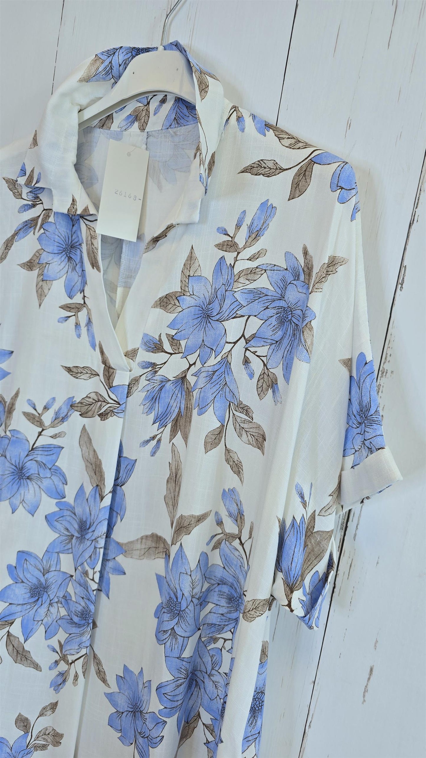 Veronika viskosekjole med blomsterprint blå