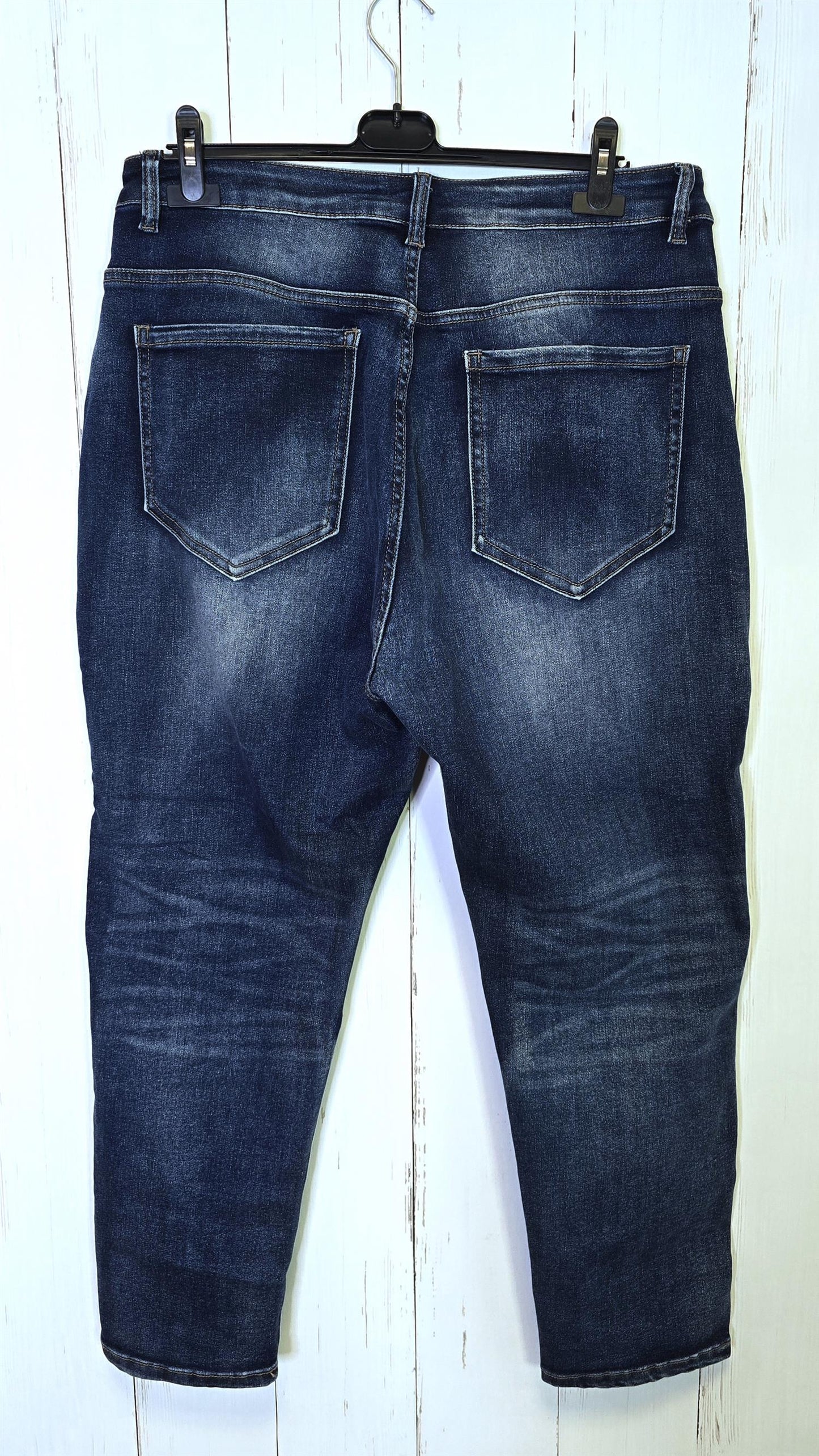 Oline mørkeblå jeans med perledetaljer