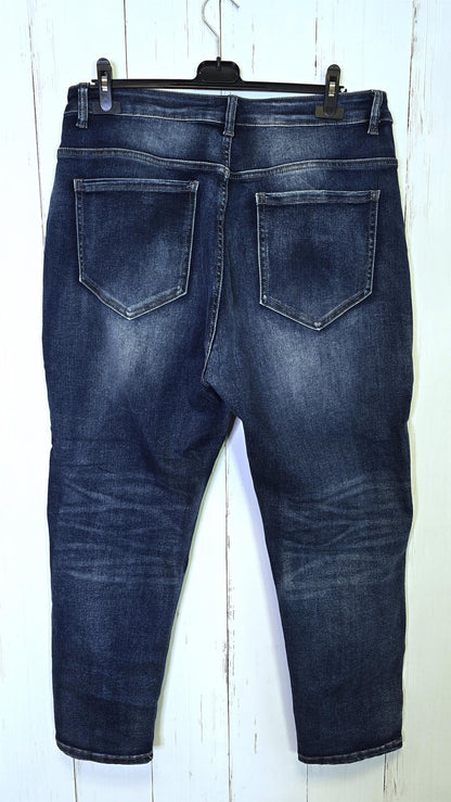 Oline mørkeblå jeans med perledetaljer