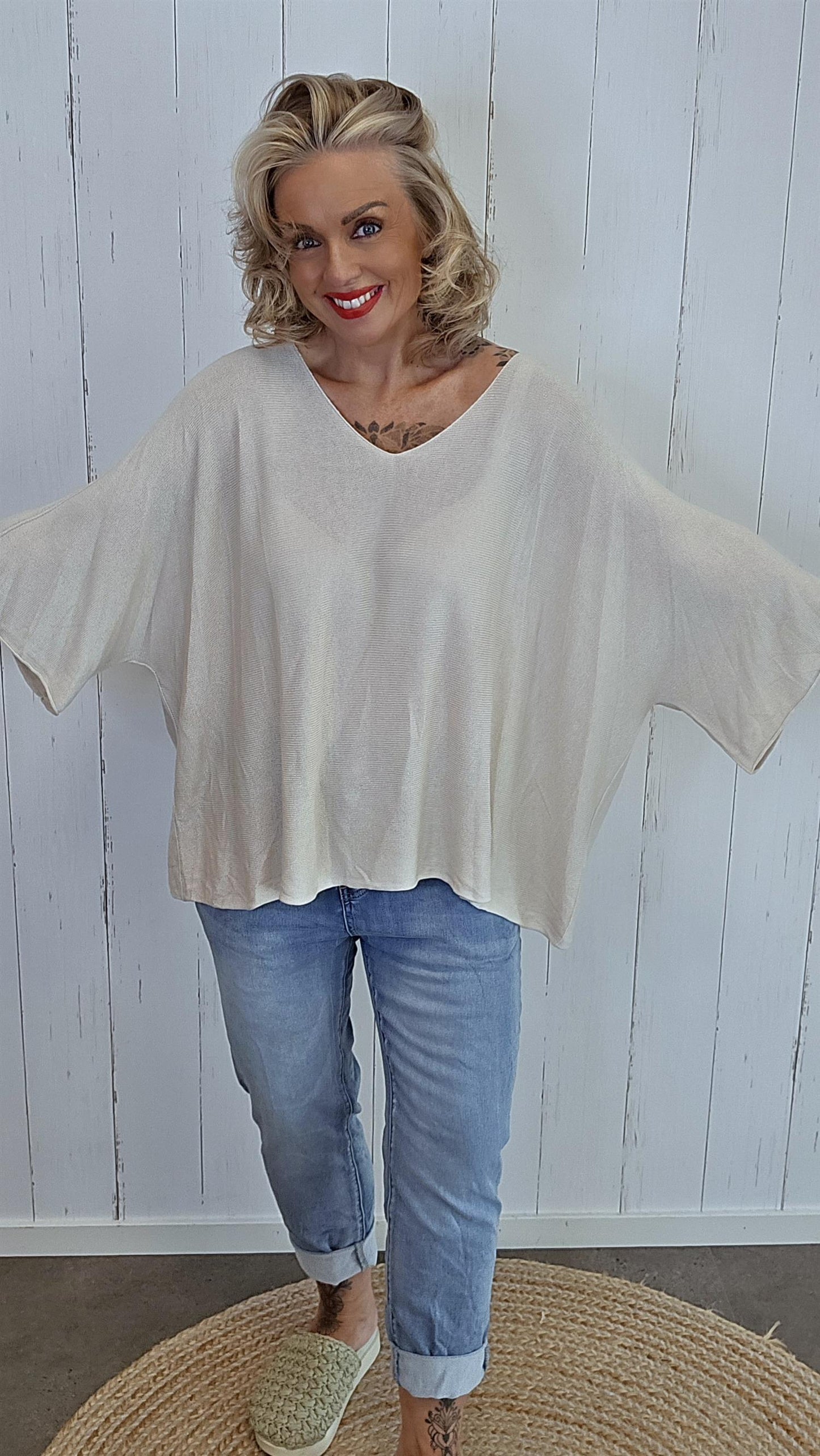 Leah genser topp beige