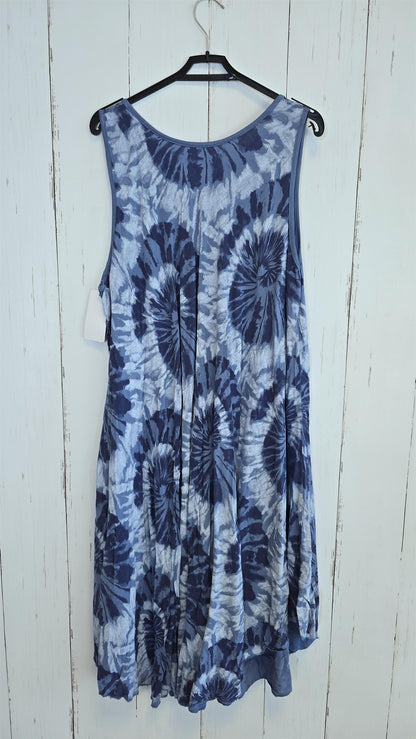 Tie dye viskosekjole blå