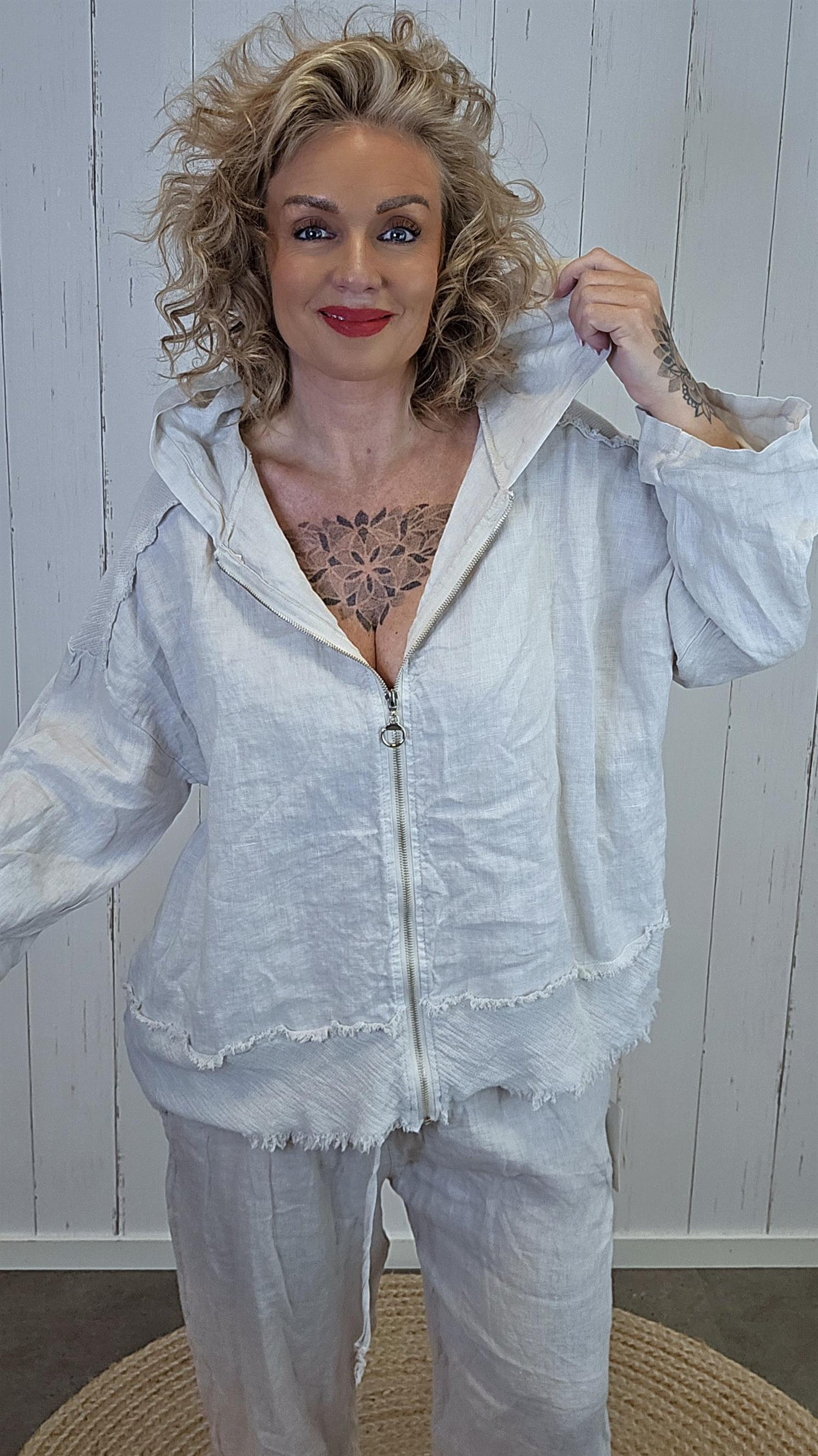 Louise oversized linhettejakke beige