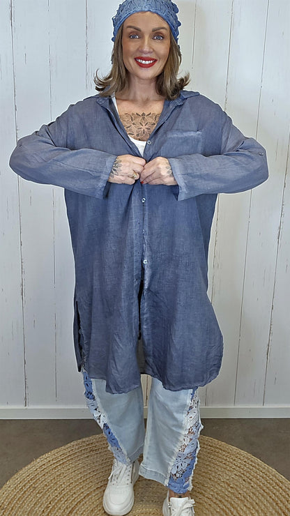 Celine skjortekjole navy