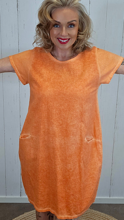Beate bomullskjole orange