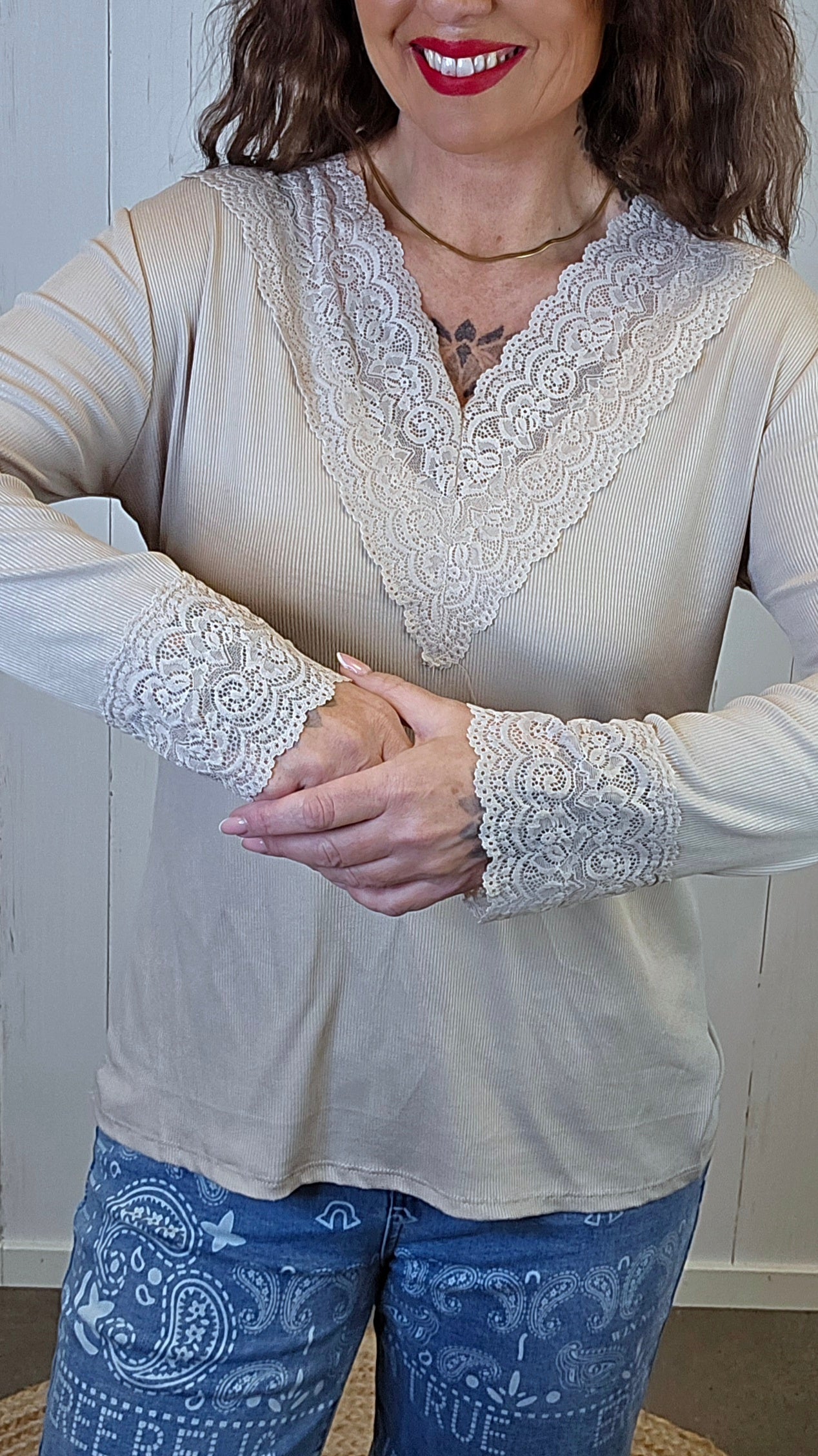 Alva Blondetopp beige