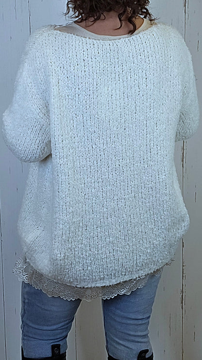 Nora strikkegenser krem