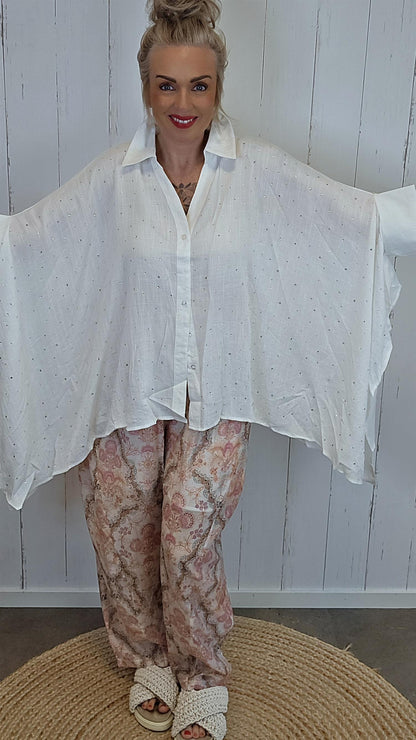 Dalia Poncho skjorte offwhite