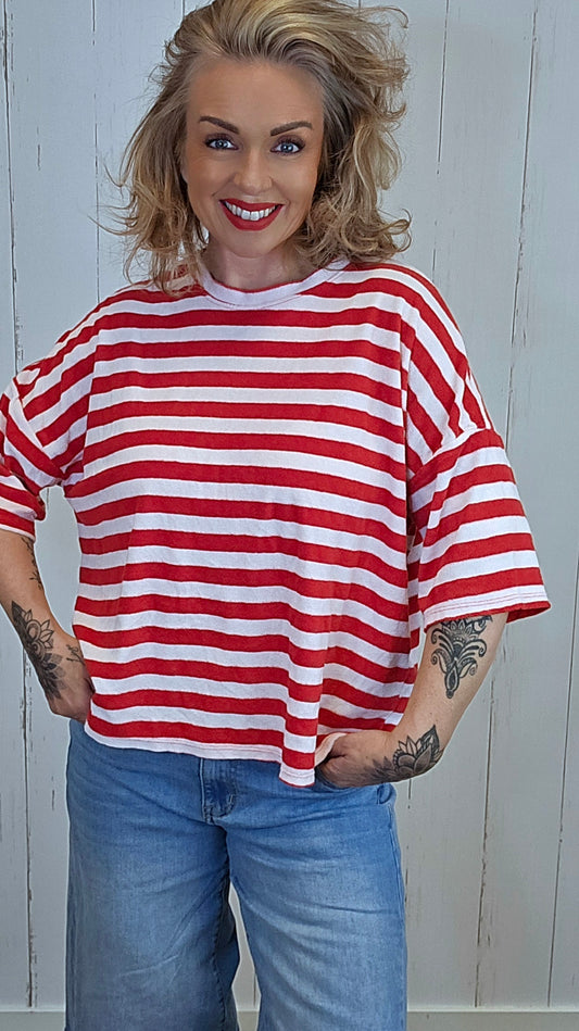 Marin stripet topp rød
