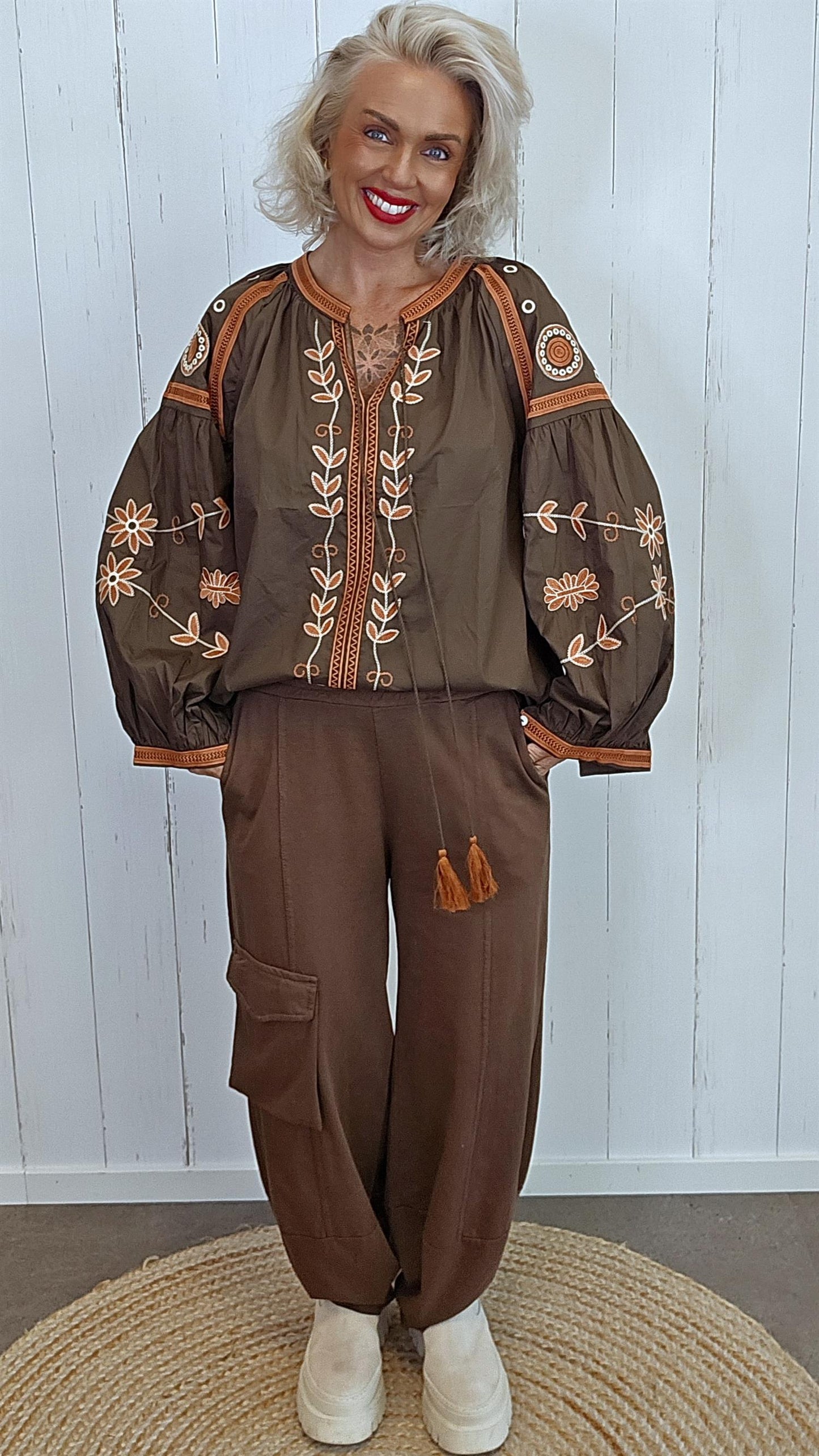 Boho bluse brun