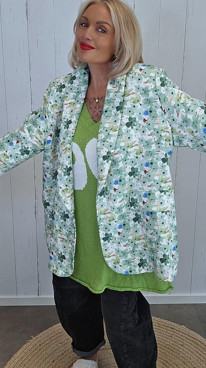 Ruby blazer med print grønn