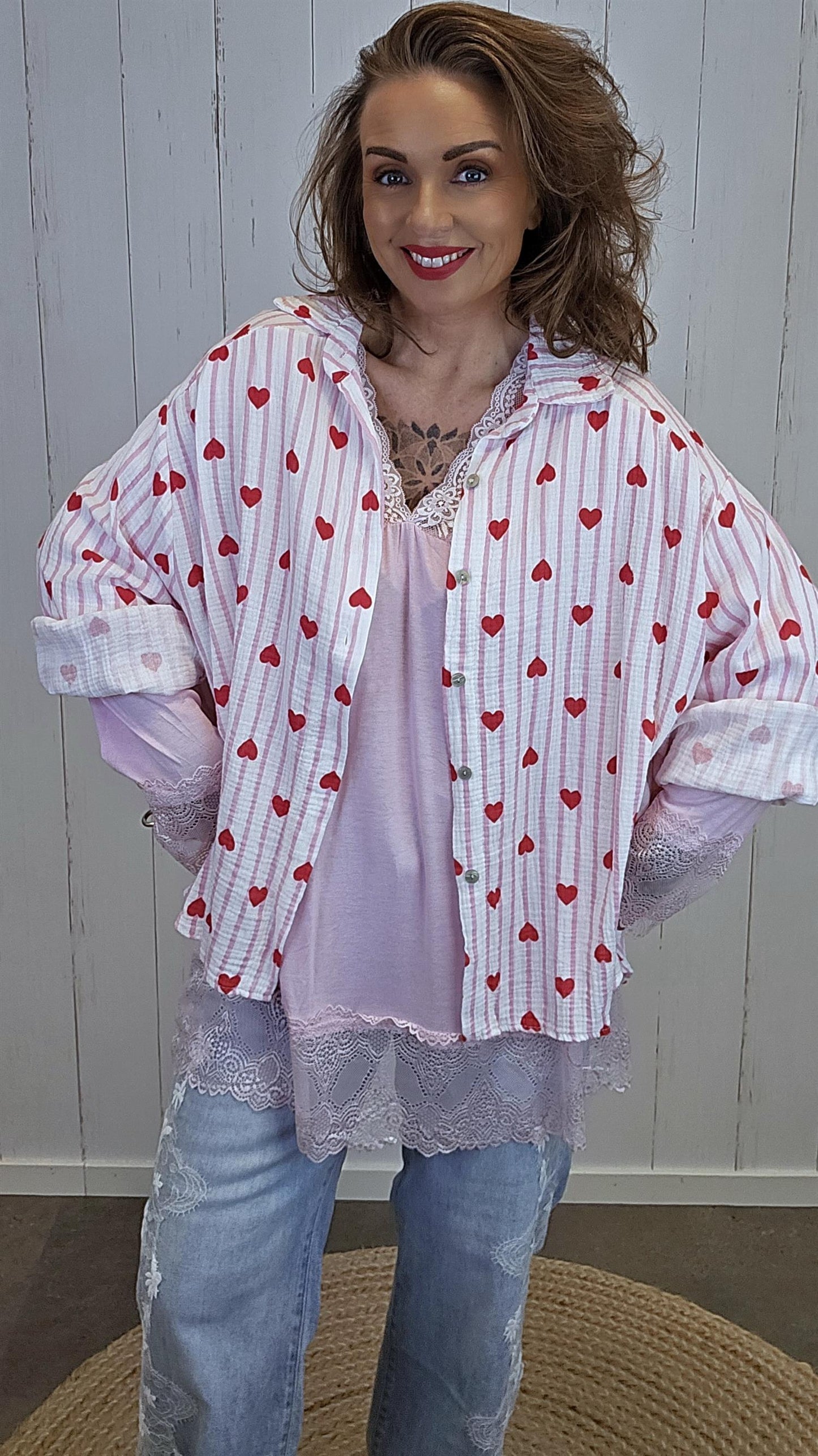 Alma hjerteskjorte rosa