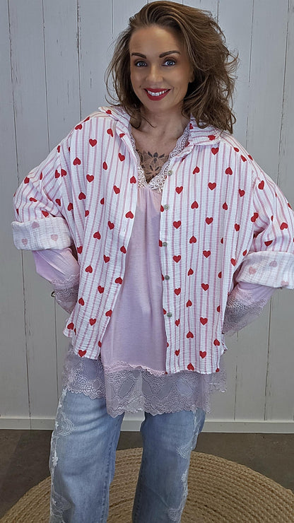 Alma hjerteskjorte rosa