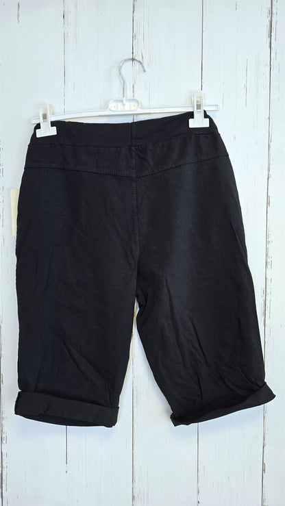 Shorts med knapper og knyting svart