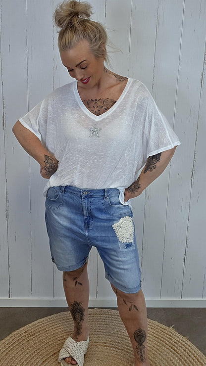 Oversized stjerne topp hvit