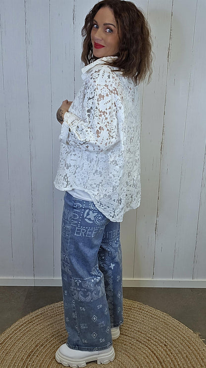 Amalie blondeskjorte hvit