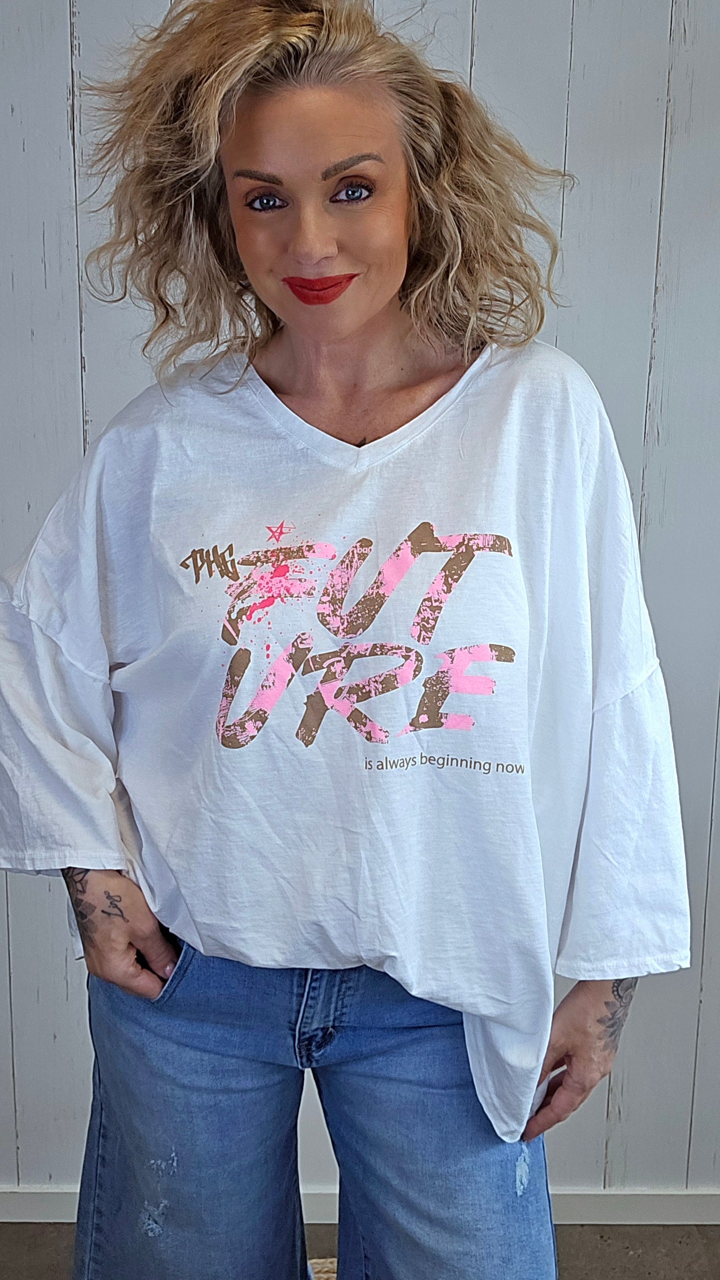 Future oversized topp hvit