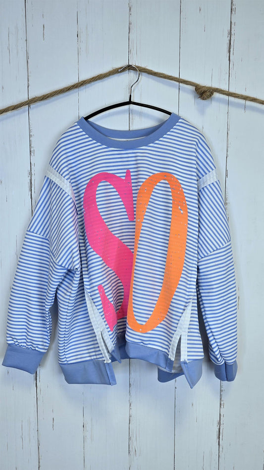 Ronja stripet genser blå/hvit