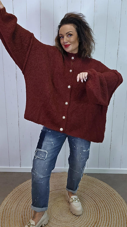 Sofia strikkegenser burgunder
