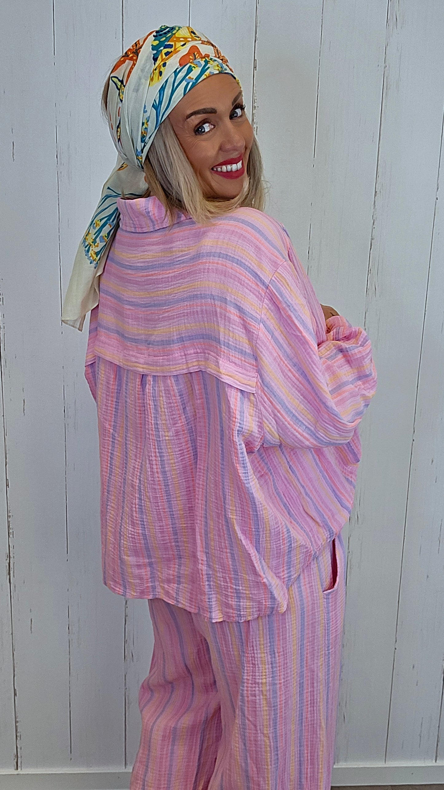 Annie skjorte med striper rosa