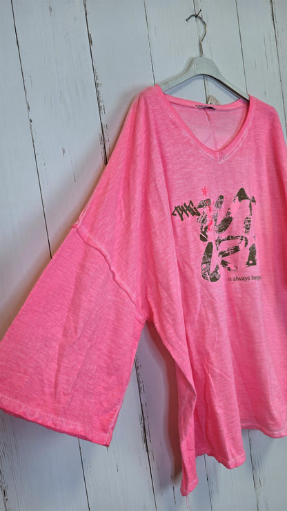 Future oversized topp neon rosa