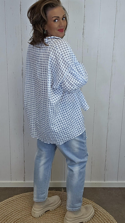 Kari rutete skjorte blå