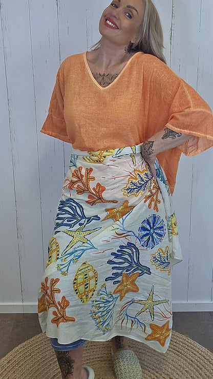 Alina skjerf beige med orange