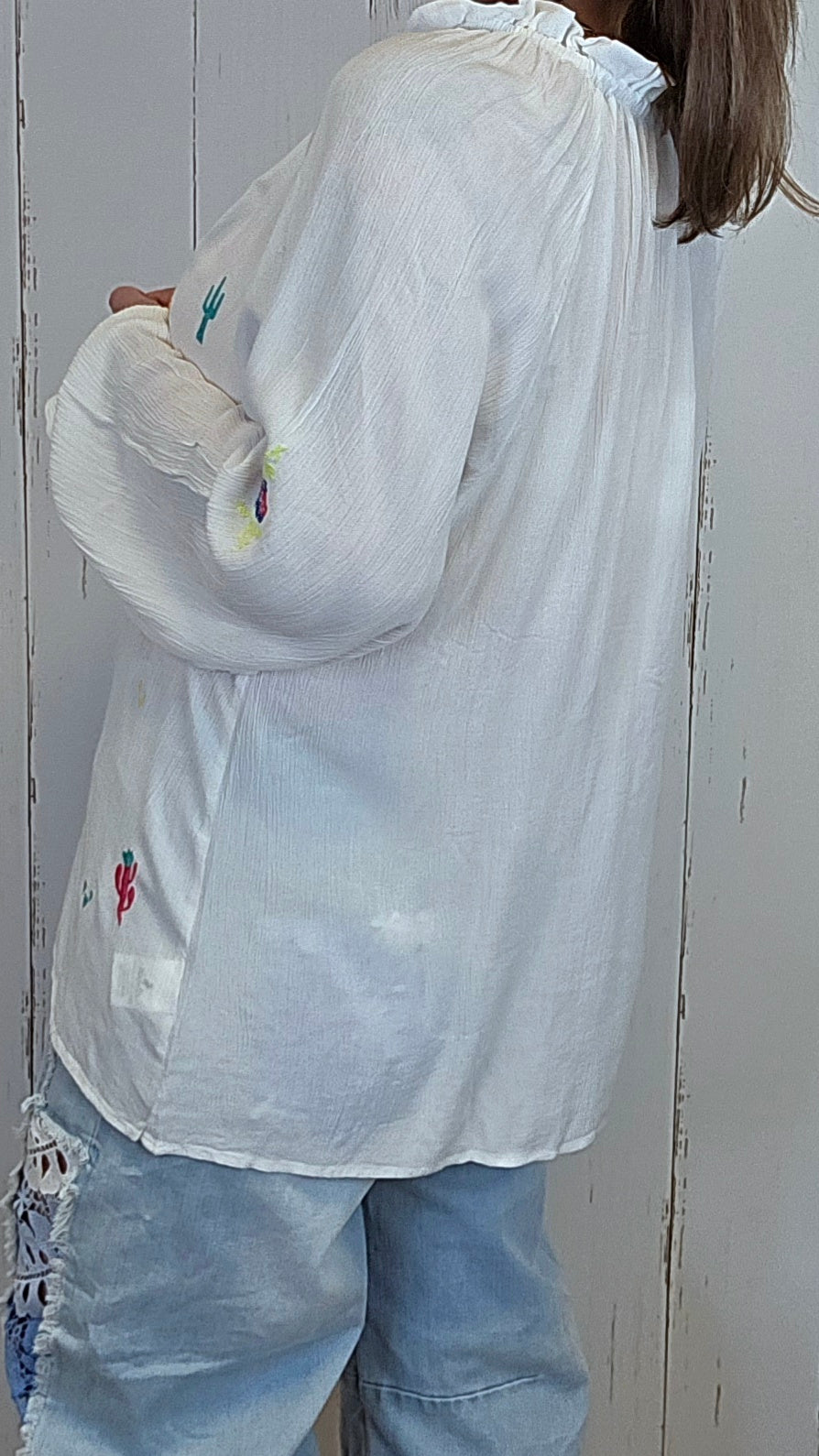 Mirella brodert bluse hvit