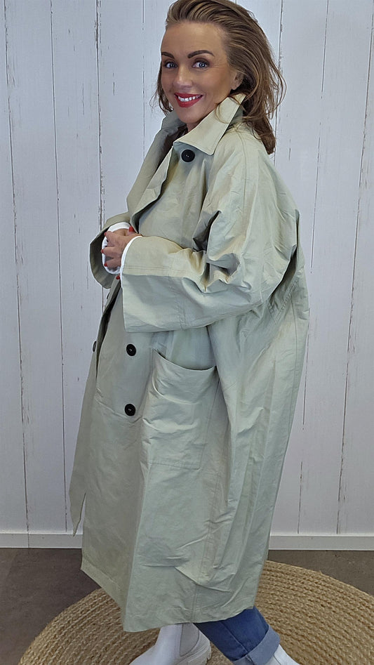 Freja kåpe dus grønn beige