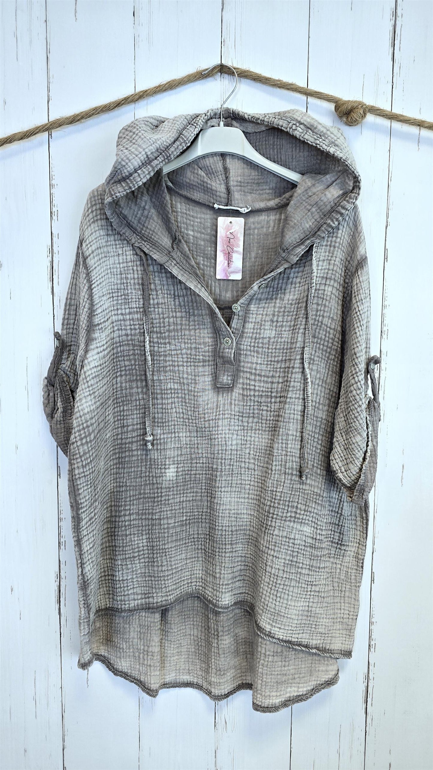 Erika vaffel hette bluse taupe