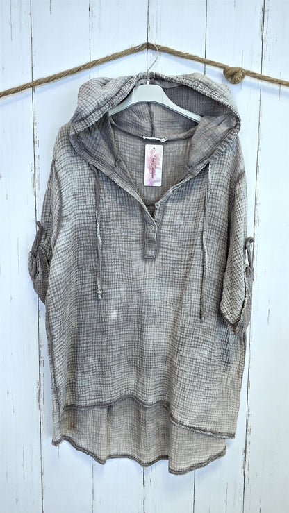 Erika vaffel hette bluse taupe