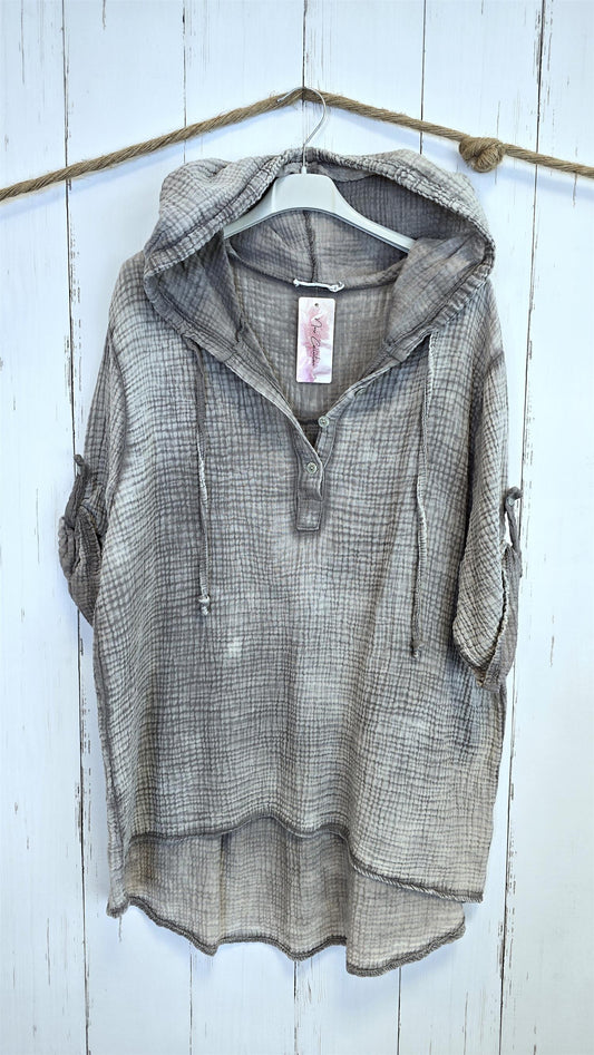 Erika vaffel hette bluse taupe